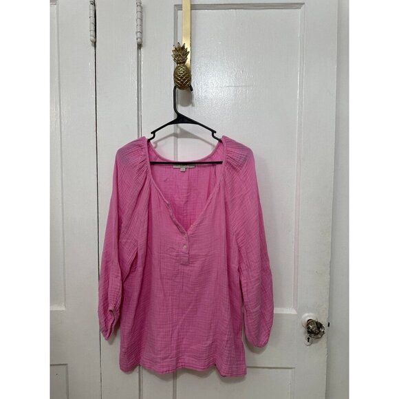 LOFT women’s size large cotton pink blouse - Picture 1 of 9
